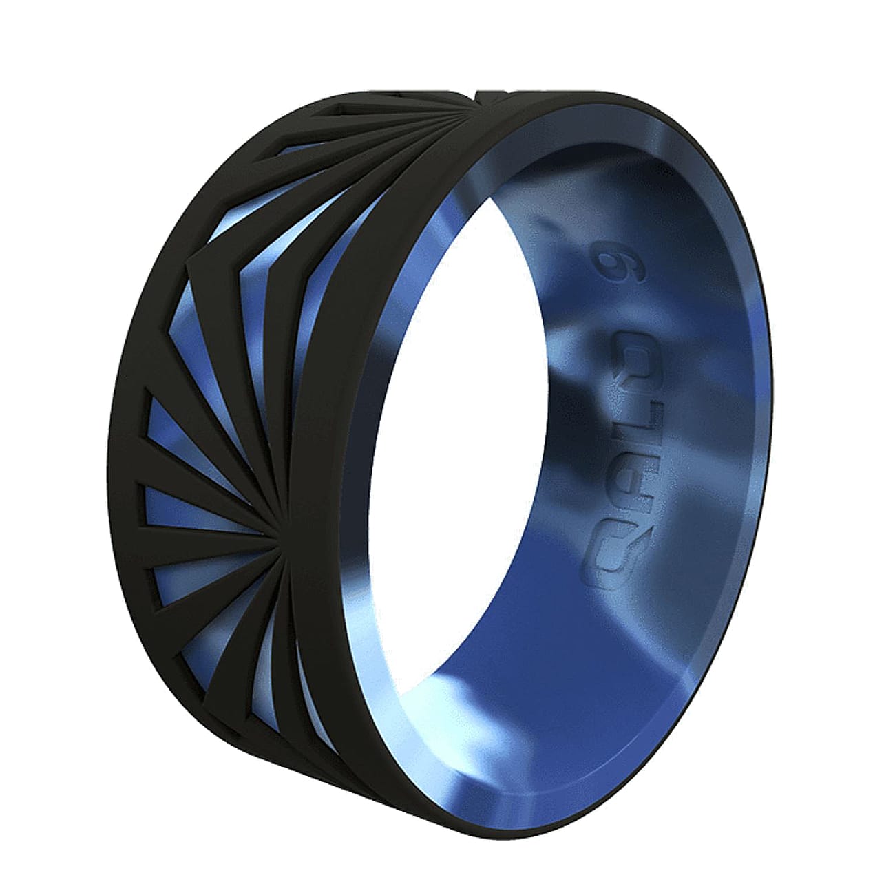 Dark Silver Silicone Ring in Mountain Forest or Waves 